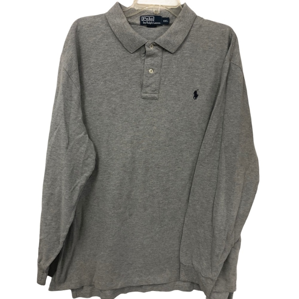 RALPH LAUREN GRAY L/S POLO SHIRT‎ XXL